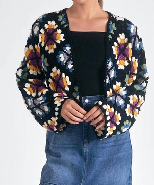 cardigan crochet sweater in multi