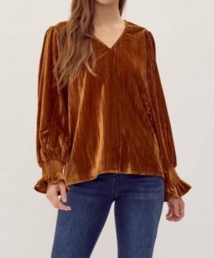 crushed blouse in toffee
