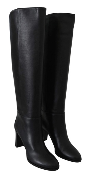 elegant  calf leather heeled women's boots