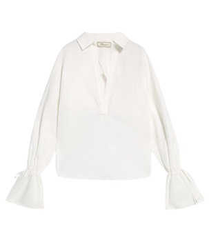Polo neck blouse in poplin