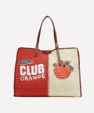 Anya Brands Club Orange Raffia Tote Bag