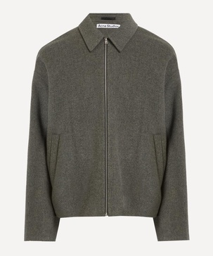 Grey Wool Zipper Jacket