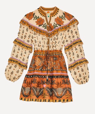 Beige Ainika Floral Ruffle Mini-Dress