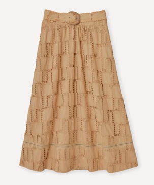 Sand Crochet Midi Skirt