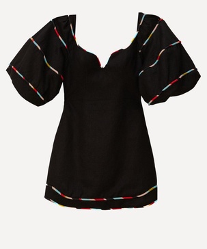 Black Coloured Stripes Mini-Dress