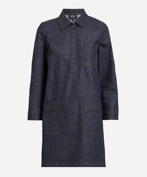 Aurelia Flared Indigo Denim Dress