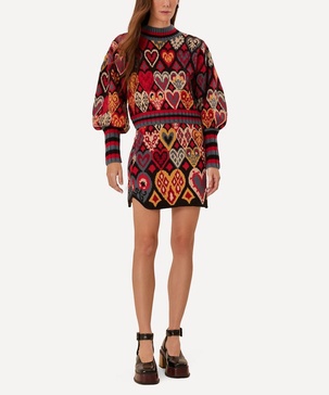 Hearts Ikat Knit Mini Skirt