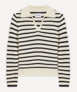 Striped Cashmere Polo Jumper