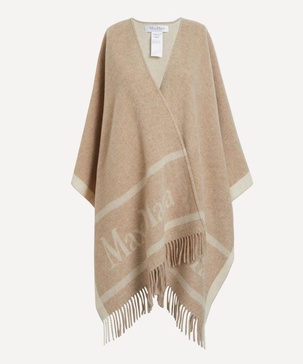 Hilde Jacquard Logo-Decorated Wool Poncho