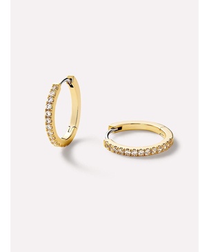 - Gold Huggie Hoop Earrings - Pave Huggie Hoops Medium