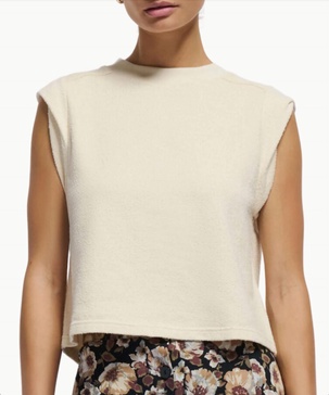 mae rolled sleeve tank in cream