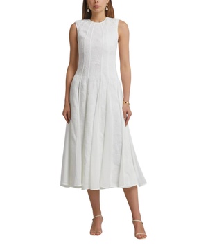 soleil lace midi dress in ivory