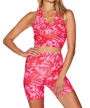 ruby top in neon hibiscus