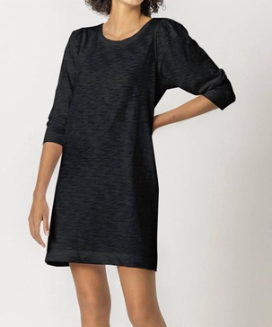 puff sleeve dress in black