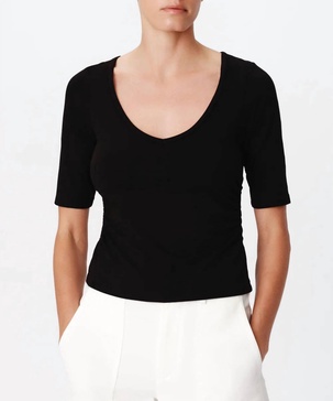 pima cotton elbow sleeve tee in black