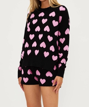 callie vday sweater in black|pink