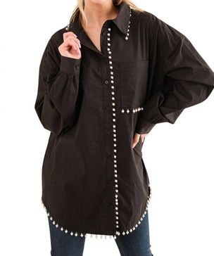 you are extraordinary button down shirt in black