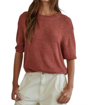 leona sweater top in dusty red