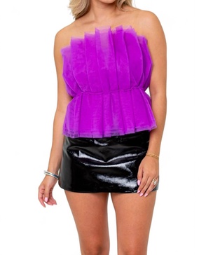giselle pleated strapless top in iris