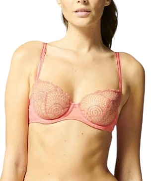 reflet sheer demi bra in papaya