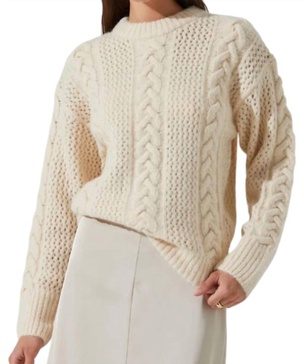 lizbeth cable knit sweater in cream