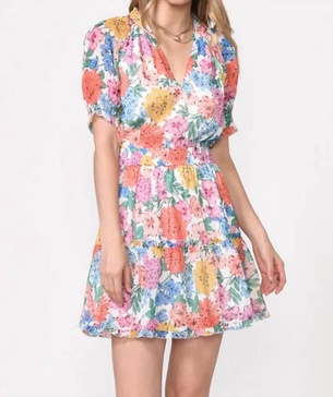 vonnie floral chiffon dress in blue floral
