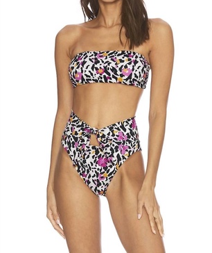 kelsey bikini top in floral leopard