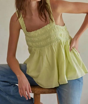 lemon square neck blouse in yellow/ lemon