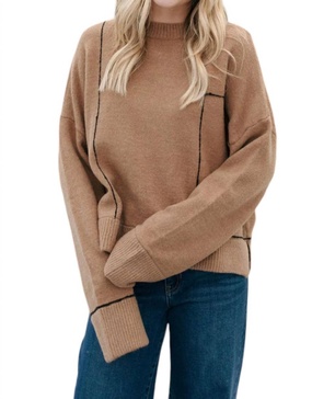 grid pattern sweater in mocha