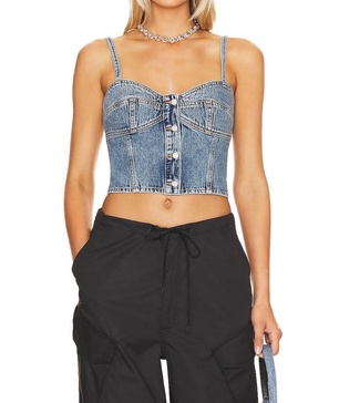 lola denim top in temor