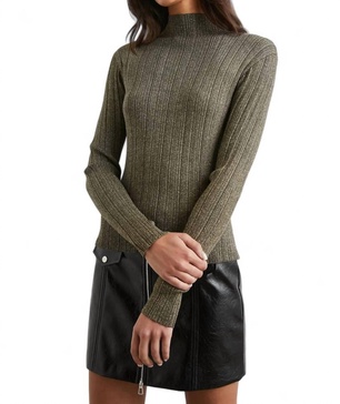 vivenne lurex mock neck sweater in gold