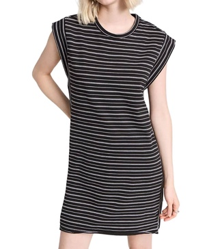heavy jersey muscle dress in black,white