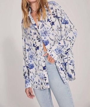 the ex-boyfriend shirt in blue/white multi floral