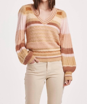 geneva puff sleeve sweater in copper rose