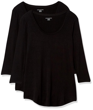 Amazon Essentials Women's 3/4 Sleeve Scoopneck Tunic, Pack of 2