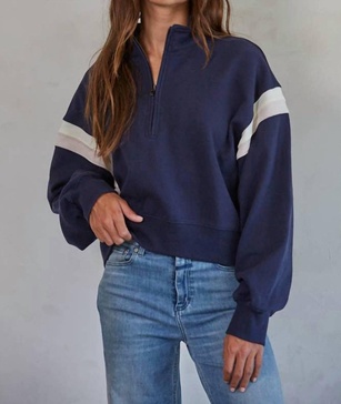 half zip up pullover in navy