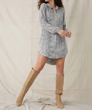 hipster dress in hand painted snake print
