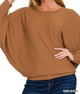 cala drop shoulder sweater in light camel