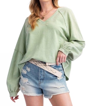 wild terry top in mint