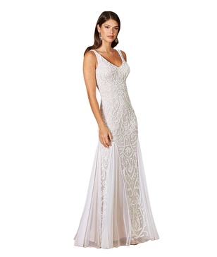 Women's Greta Beaded V-Neck Tulle Wedding Dress with Contrast Lining