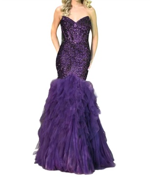 sequin mermaid prom dress in purple