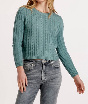 lupe cable knit sweater in slate blue