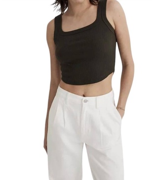 tailored crop tank cool sculpt top in olive green