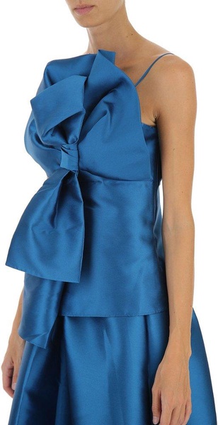 Maxi bow top in teal blue color