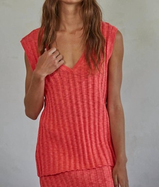 isla vest top in deep coral
