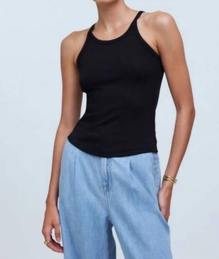 supima rib '90s tank in black