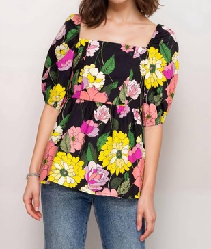 marisol blouse in multi (yellow, pink, green tones)
