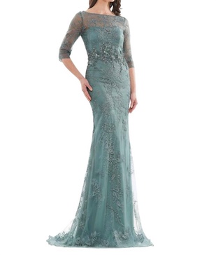 sheer lace mother of bride gown in sage
