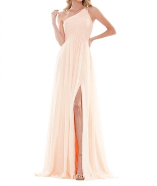 one shoulder long dress in apricot