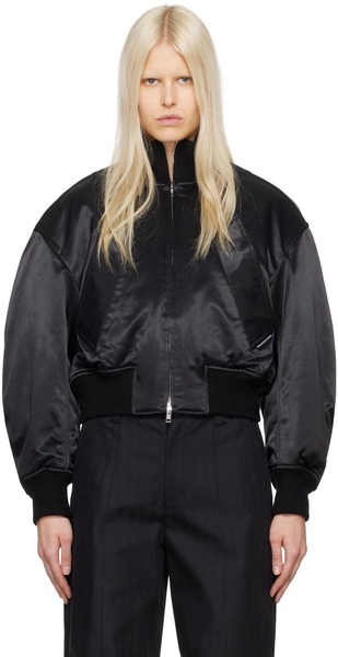 Black satin blend bomber